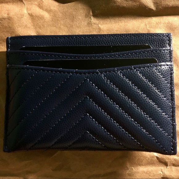 Chanel Navy Chevron Card Holder - Picture 2 of 9